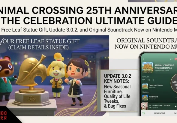 Animal Crossing 25th Anniversary: Free Leaf Statue Gift, Update 3.0.2, and Original Soundtrack Now on Nintendo Music
