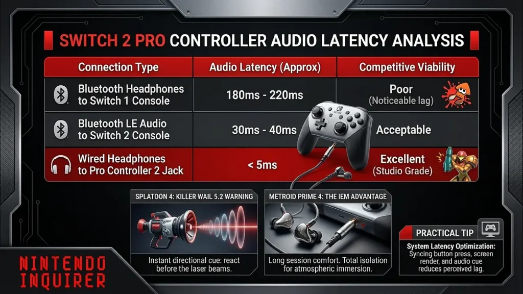 Infographic comparing Bluetooth audio path vs Wired Controller audio path