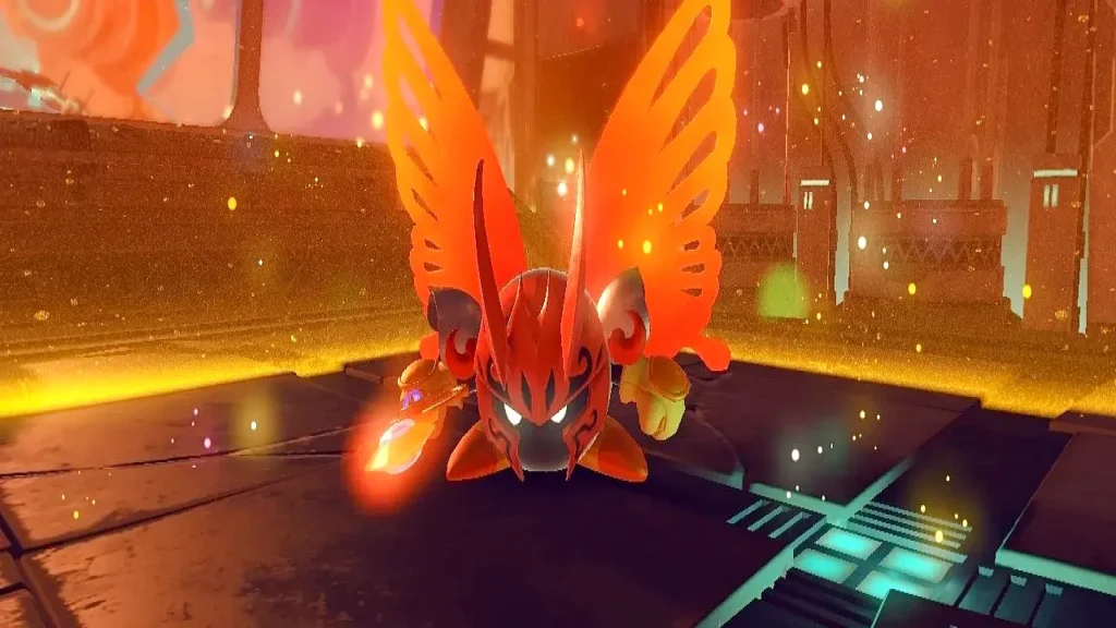 Kirby battling Morpho Knight in the final stage of Forgo Land.